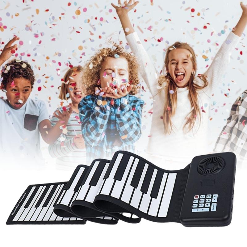 Foldable Electronic Piano 88 Keys Rolls Up Piano Keyboard Portable Soft Silicone Electronic Piano for Kids Beginner