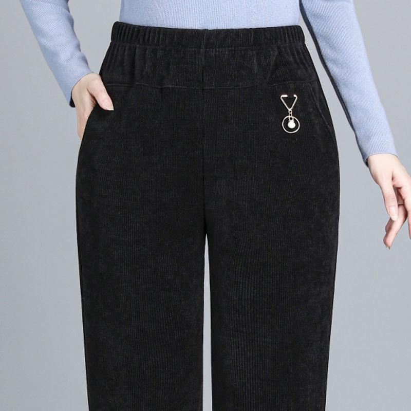 Women's Corduroy Straight-Leg Pants with Velvet Lining – Loose Fit for Autumn and Winter