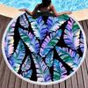 Telo Mare Rotondo Coperta Oversize Foglia di Palma Stile Tropicale Stampa Fenicottero Microfibra Grande Asciugamano Rotondo Picnic Asciugamano Assorbente