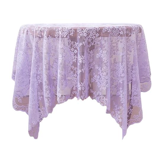 Lace Tablecloth, Floral Lace Table Cover, Retro Scalloped Tablecloth for Dining Table, Rustic Wedding Party Bridal Shower Decor Small фиолетовый