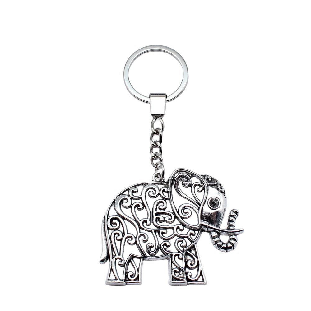 Pendentifs Porte-clés Éléphant Amoureux des Animaux Bijoux en Métal Artisanat Anneau 30mm