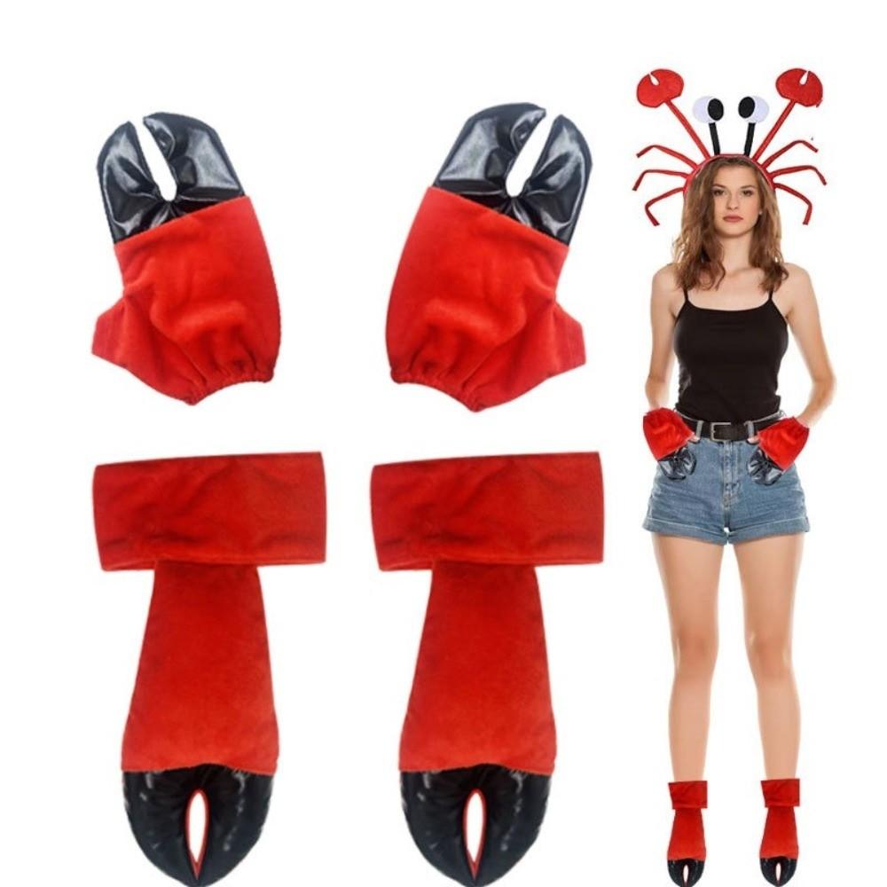 Cartoon Krabben Stirnband Tier Charakter Kostüm Kopfbedeckung Niedliches Rotes Hummer Kostüm Set Cosplay Event