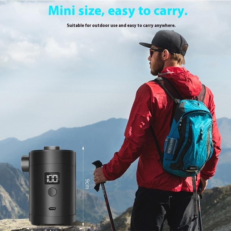 Fast Charging Camping Air Pumps Portable Design Multiple Attachments Lightweight for Outdoor Inflatable Equipment