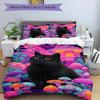 3pcs Bedding Set Mushroom Fantasy Cat Includes 1 Comforter + 2 Pillowcases, Without Pillow Inserts, Soft Comfortable, Lightweight Breathable027