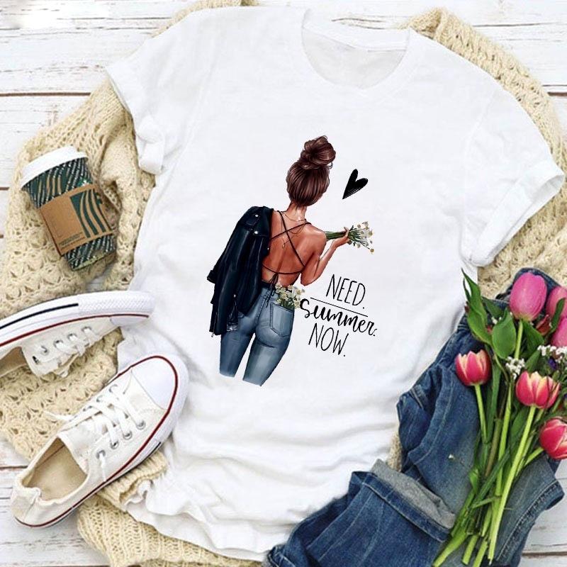 

Women Clothes Simplicity Top Basic Style Trend Fashion 90S Short Sleeve Lady Graphic Tees Print Female 2025 T Shirt Creative S білий