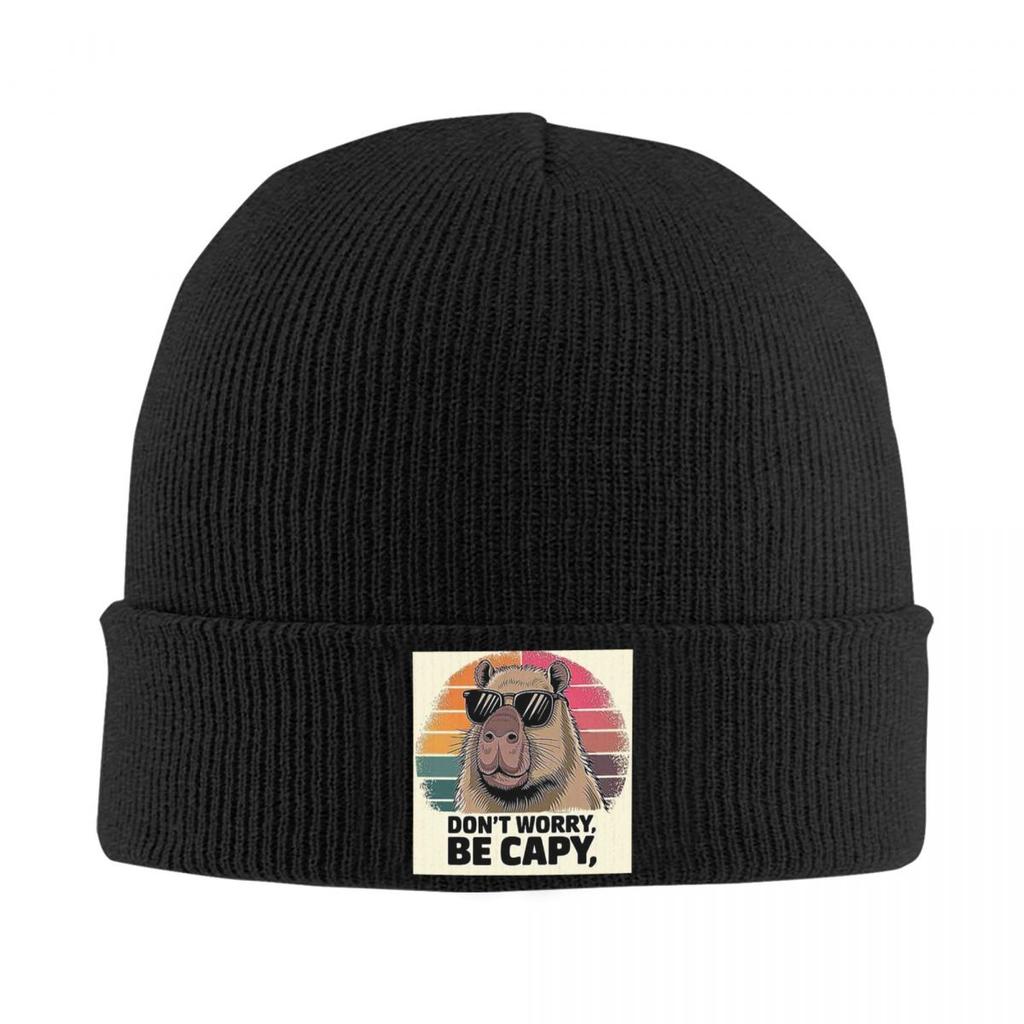 Cute Capybara Be Cappy Warm Knitted Cap Winter Knit Bonnet Hat Skullies Beanies Hip Hop Caps for Unisex
