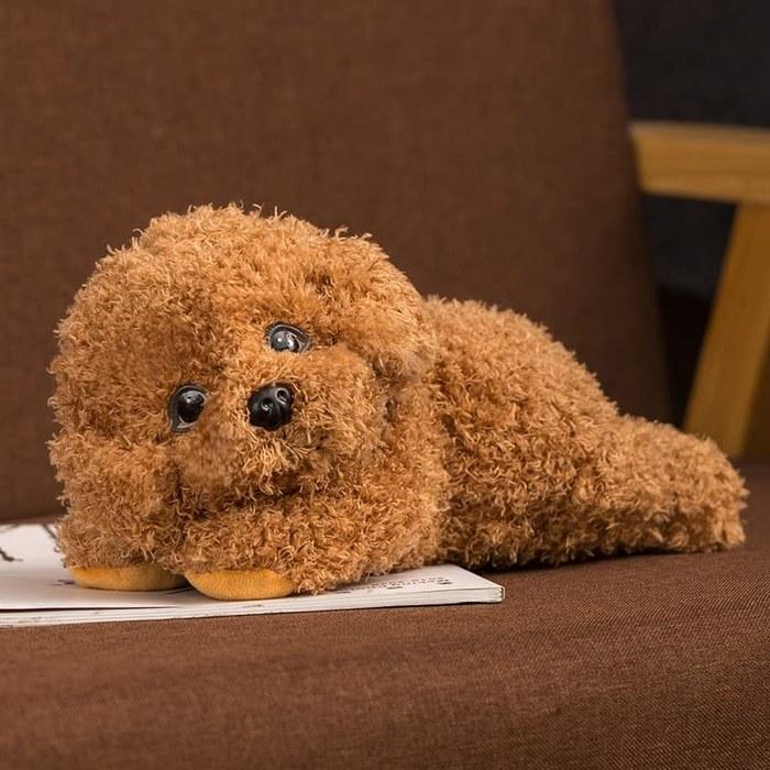 [HarFar] Toy Poodle Plush - Realistic, Lifelike, 48cmKhaki, cuddly, soothing plush dog pillow. Cute toy poodle doll for snuggling,