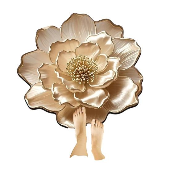 3D Flower Floor Realistic Floral Flower Shape Area Rug Bathroom Rug Decorative Mat Non-Slip