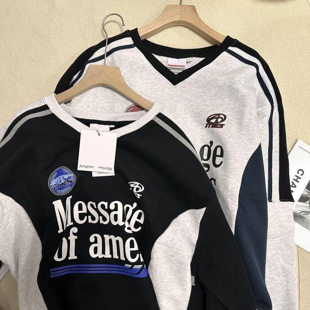 In Stock Pre-order! Korean AM*S American Retro Academy Style Round Neck Plus Velvet Hoodie - Yoon Jeonghan Inspired.