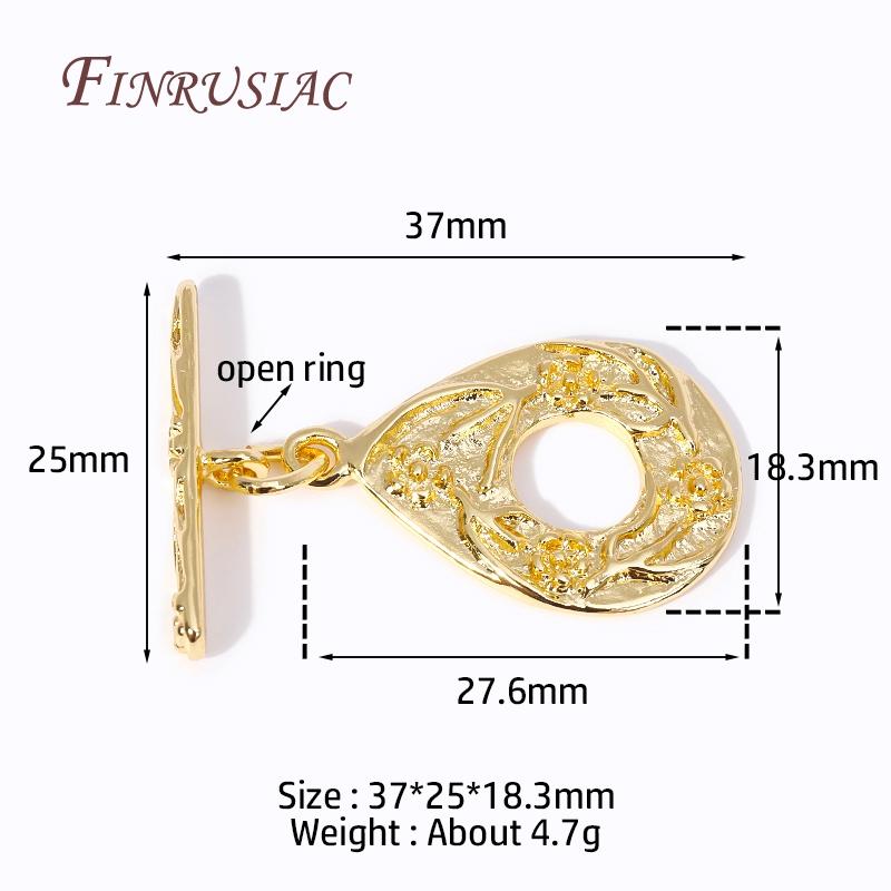 18K Gold Plated Brass Droplet Toggle Clasps For Necklace/Bracelet Making,Trendy DIY Jewelry Supplies Bracelet Necklace OT Clasps 2 Pieces