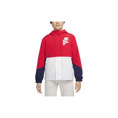 Jacke Ss22 Durchgehender Reißverschluss Colorblock Kapuzenmantel Kinderjacken University-Red DZ7291-657