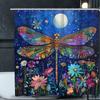 1 X Blue Dragonfly Shower Curtain, Stain Resistant Polyester Woven, Machine Washable, Hook Included, Waterproof Bathroom Decor
