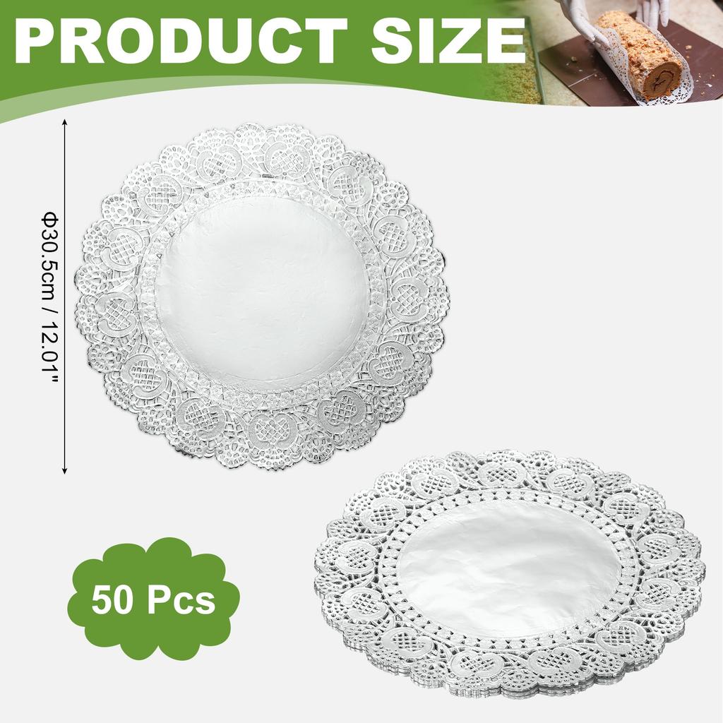 50pz Tovagliette di Carta Rotonde in Pizzo Sottopiatti Decorativi Moderni Tappetini da Tavola per Cibi al Forno Fritti Decorazioni per Feste Fai da Te