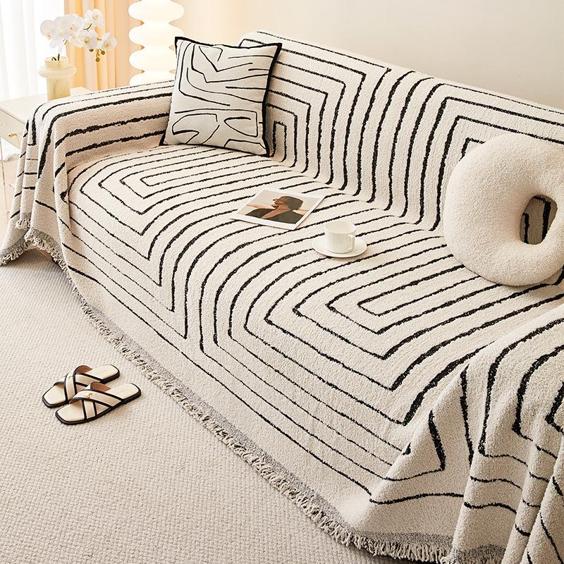 Geometric Velvet Sofa Slipcover Winter No Static Sofa Cover Universal Cover Living Room Sofa Dustproof Sofa Slipcover