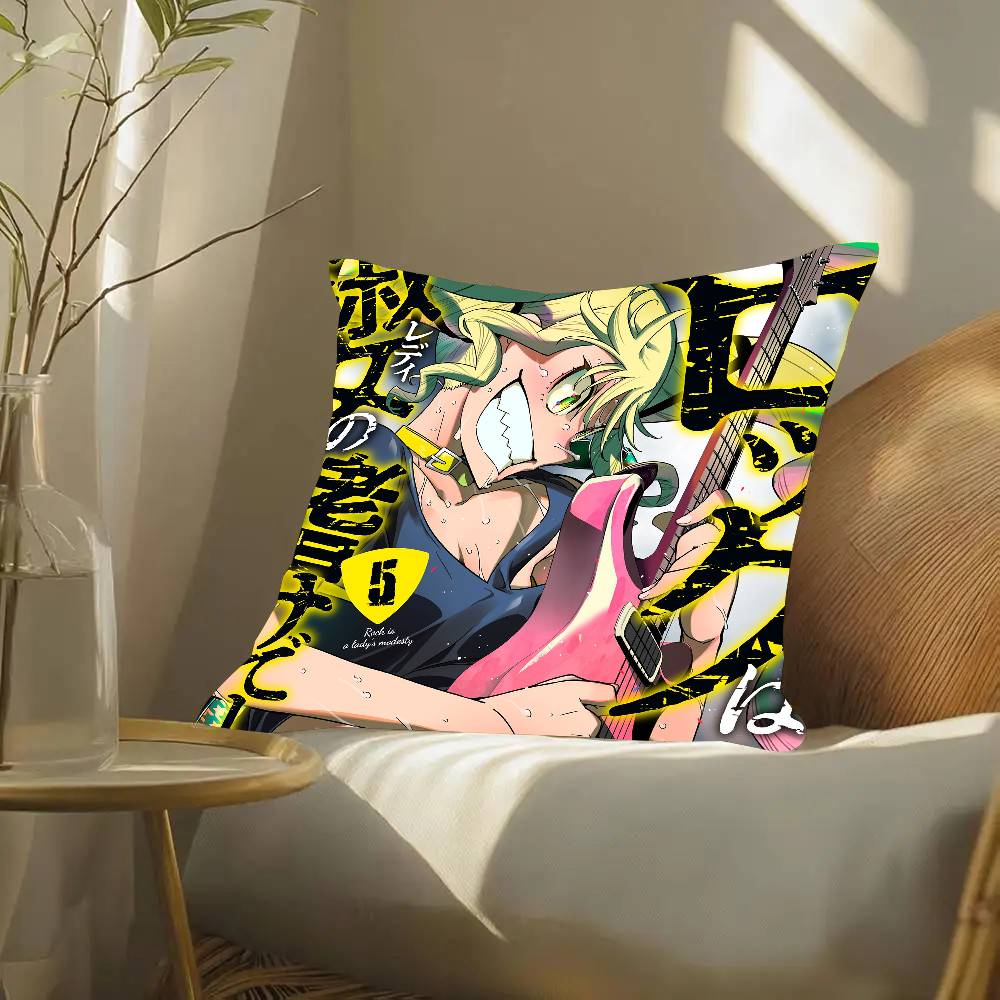 Rock Is A Lady's Modesty Manga Pillow Case Fashion Square Pillowcase Bedroom Sofa Room Ins Decoration Leisure