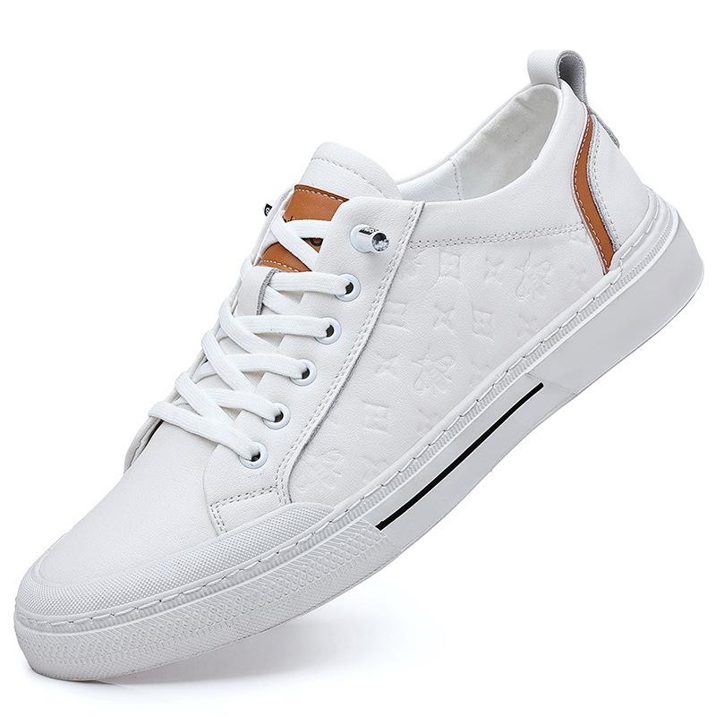 2024 Spring New Sports Men's Shoes Popular Genuine Leather Small White Shoes Low Top Breathable Casual Board Shoes