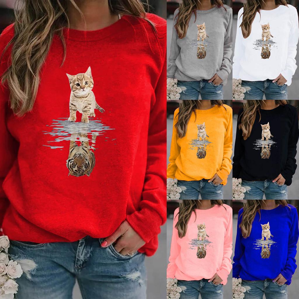 Winter Womens Casual Tops Ladies Print Sweatshirt Blouse Tee Sweater