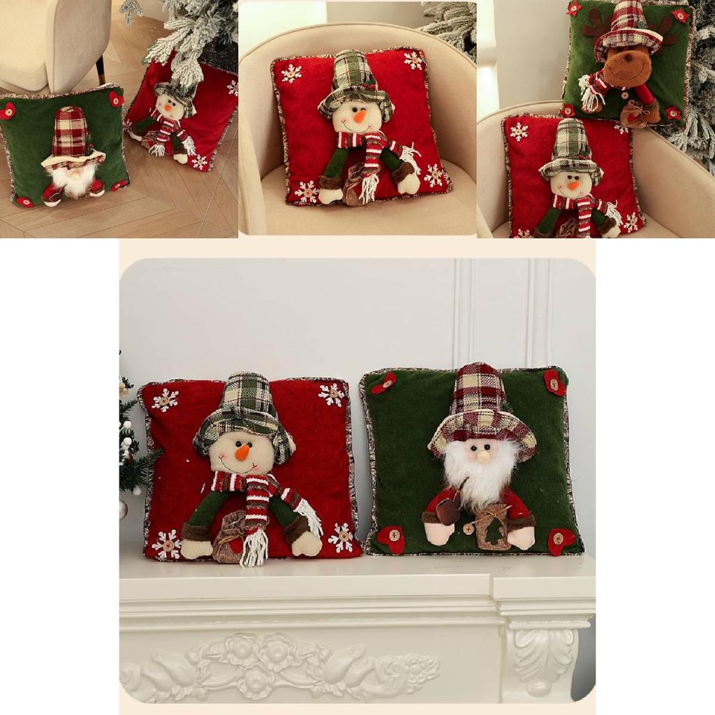 Festive Cartoon Santa Claus Plush Pillow Cover Decorative Hat For Cozy Home And Party Decor