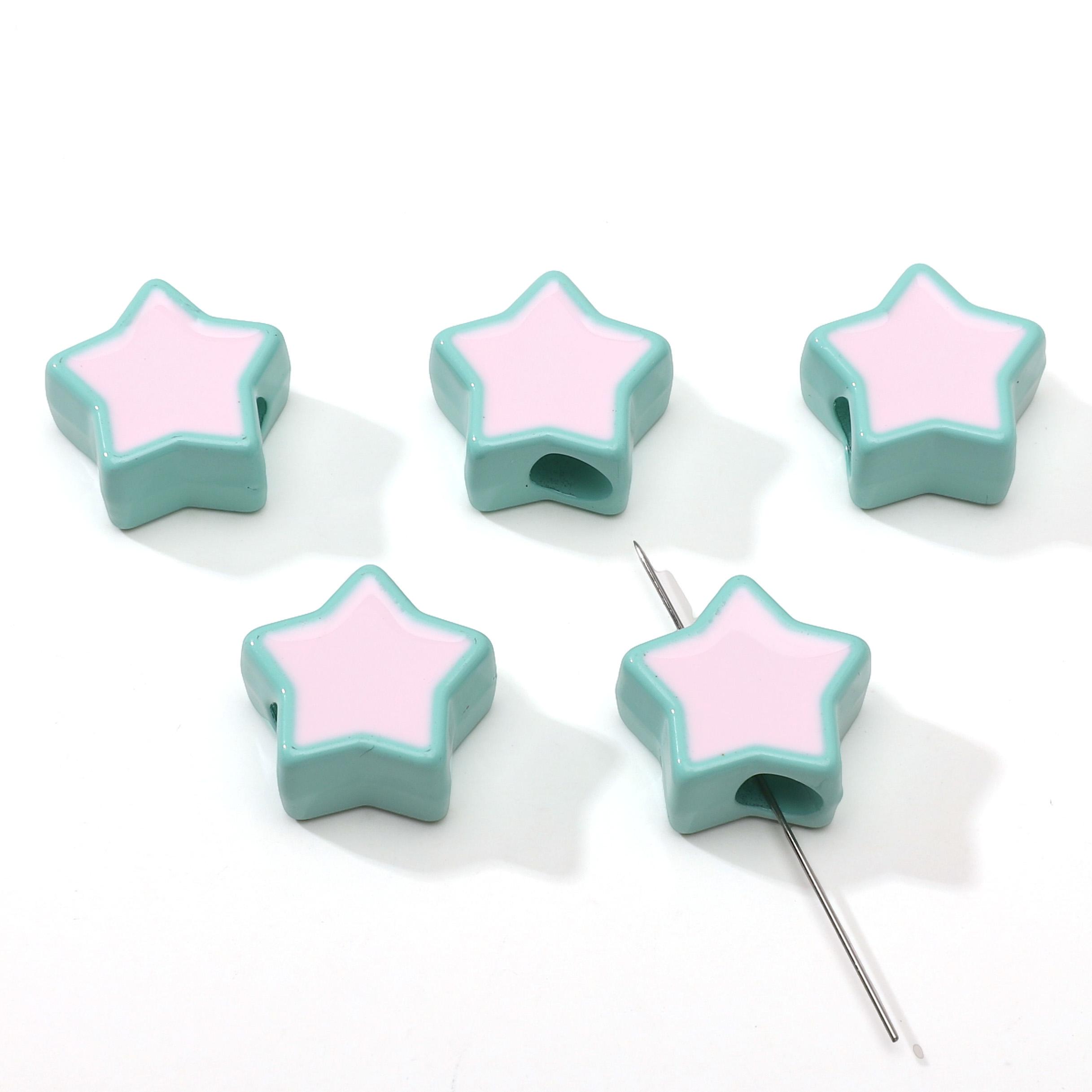 

2 шт. Акрилові намистини-пентаграми для виготовлення намиста, браслета, сережок, ювелірних виробів, аксесуари для рукоділля 16mm 2pcs рожевий/зелений