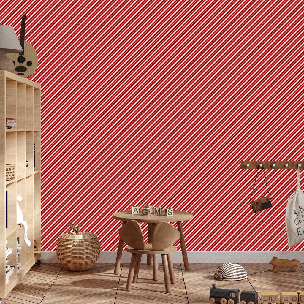 Christmas Stripes Red Wallpaper for Living Room and Bedroom 50x1000