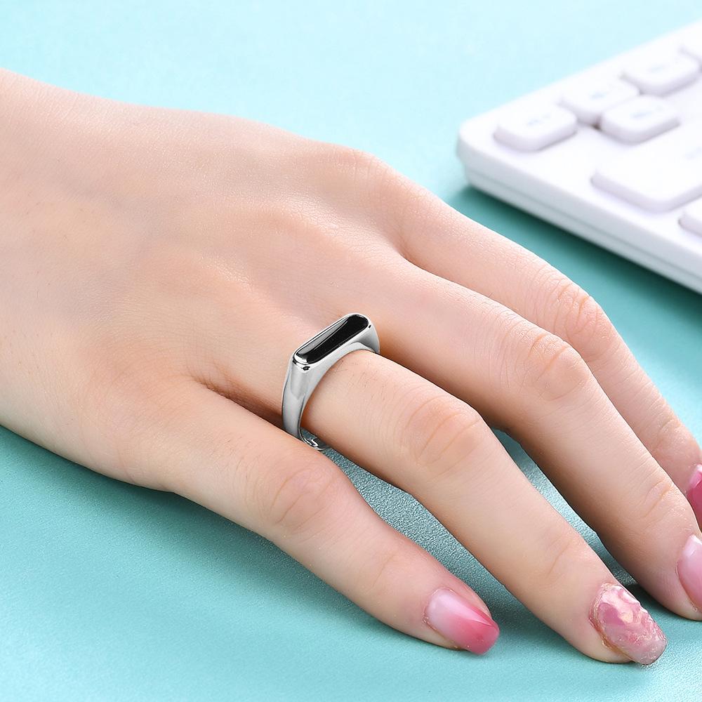 5MM Simple Fashion Stainless Steel Ring with Mother-of-Pearl Inlay & Drip Oil Finish - Versatile Temperament Women's Ring