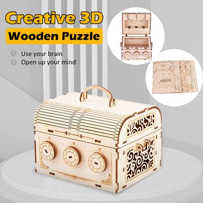 DIY kreativní 3D dřevěná logická hra s krabičkou na heslo pro dospělé děti