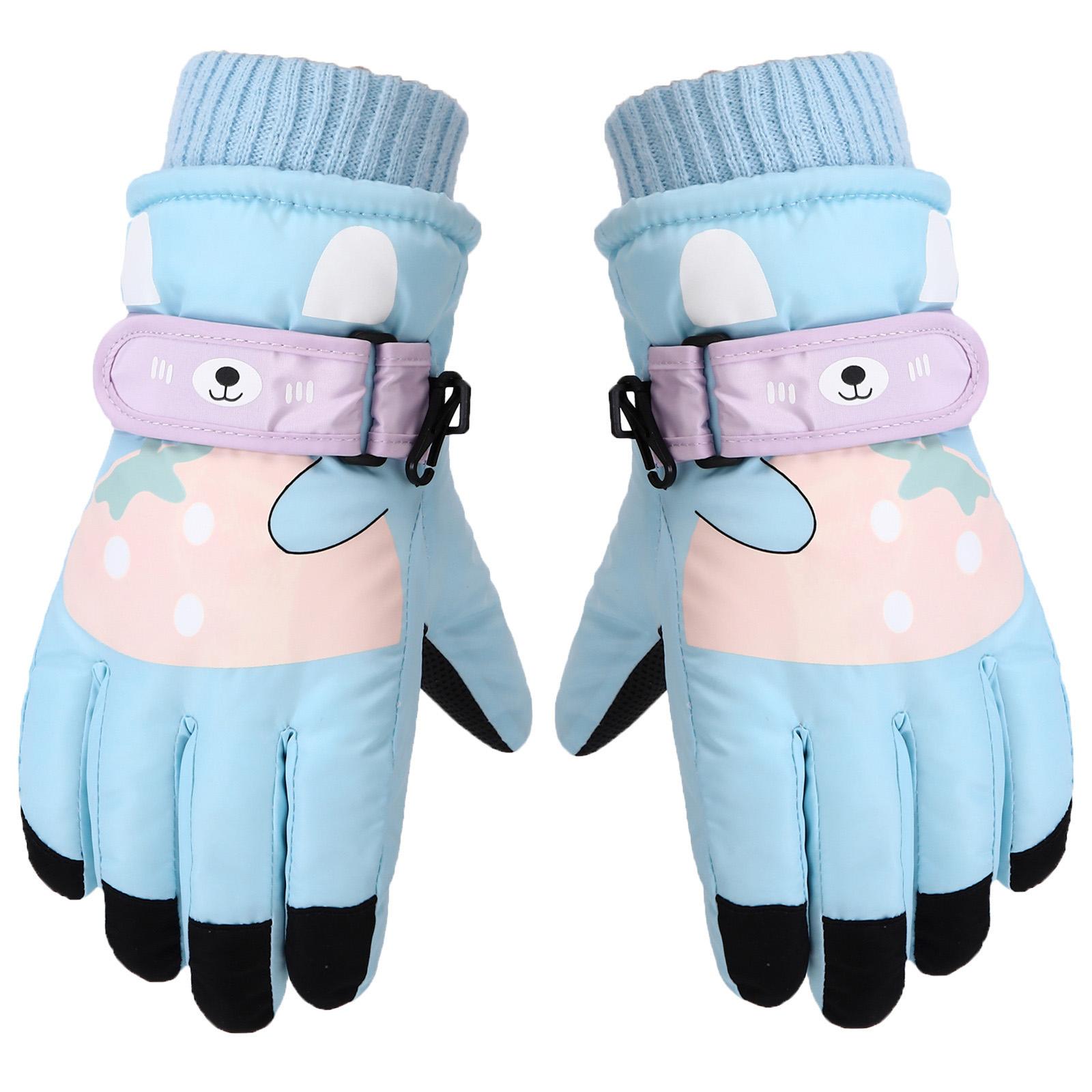 

Children s Ski Gloves Cartoon Cute Winter Outdoor Skiing Cycling Warm And Wear Resistant One Size небесно-голубой