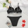 European and American Style Women Sexy Lingerie Set Beauty Back Bra and Panties Set Push Up Underwear Set Adjustable Letter Strap Bra Set