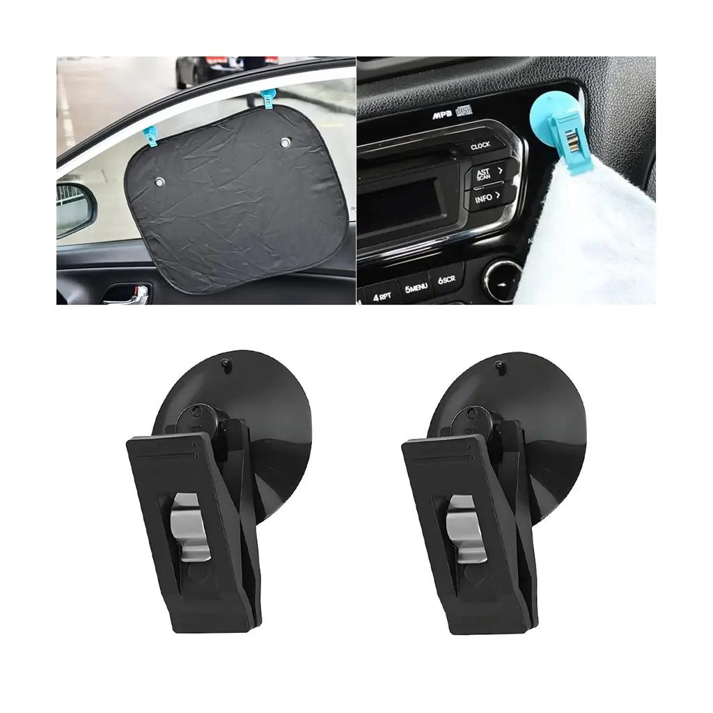 4pcs Car Suction Cup Clip, Car Glasses Clip, Car Window Sunshade Cloth Clip, Ticket Clip, Multifunctional Office Card Clip
