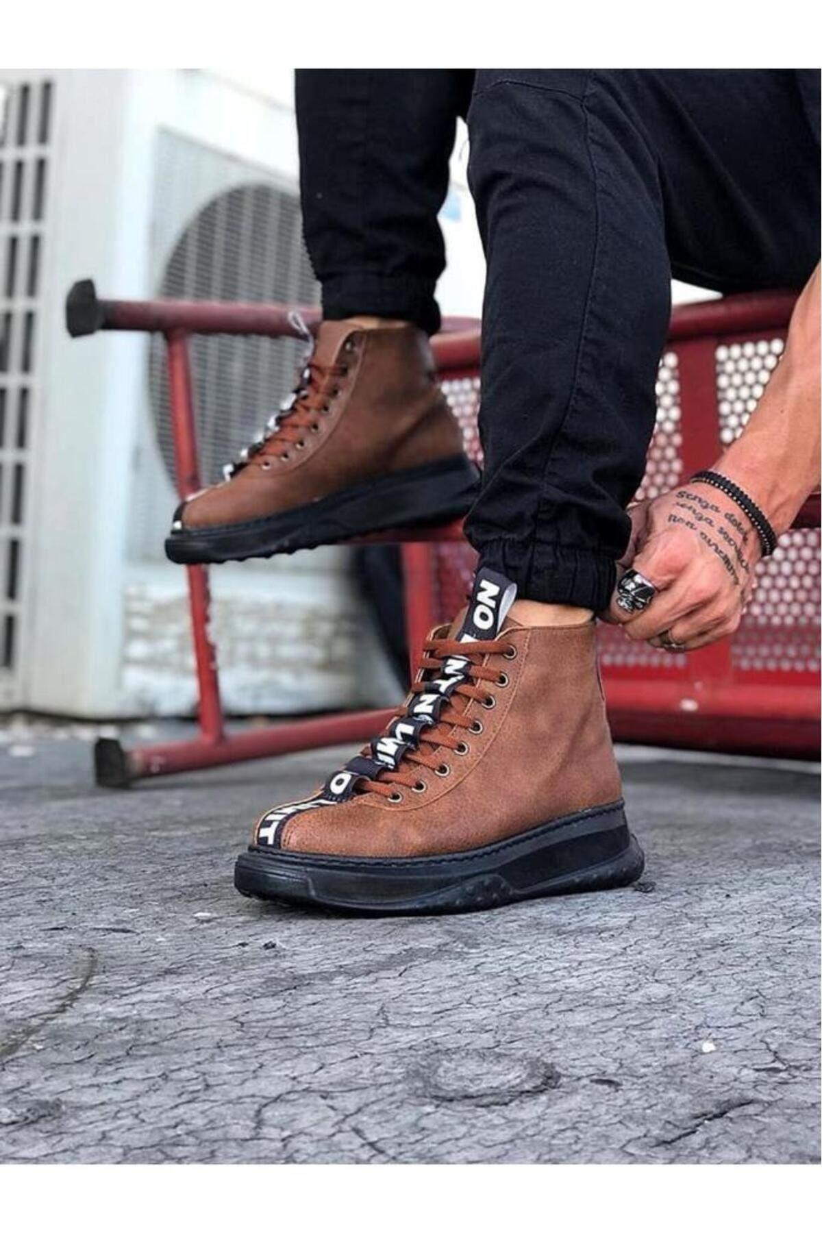 

Мужские модные ботильоны на плоском каблуке Wg Коричневые темно-серые полусапоги Обувь