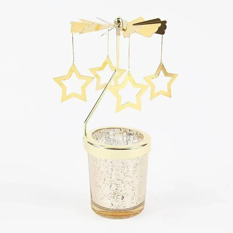 Angel Moon Golden Hot Rotating Candle Holder Ornaments Metal Windmill Rotating Creative Hand Gift Christmas Decoration