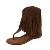 Inner Height Increase Tassel Cool Boots 2025 Women's Summer New Roman Sandals Fashion Versatile Toe Beach Sandals Women's New Models