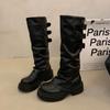 Designer Platform Leather Knight Boots for Women Fashion Soft-soled Women's Knee-high Boots Spring Autumn Casual Shoes Female