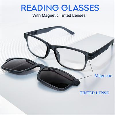 2-In-1 Magnetic Tinted Lenses & Reading Glasses Reading Glasses With Magnetic Vision Protection Lens