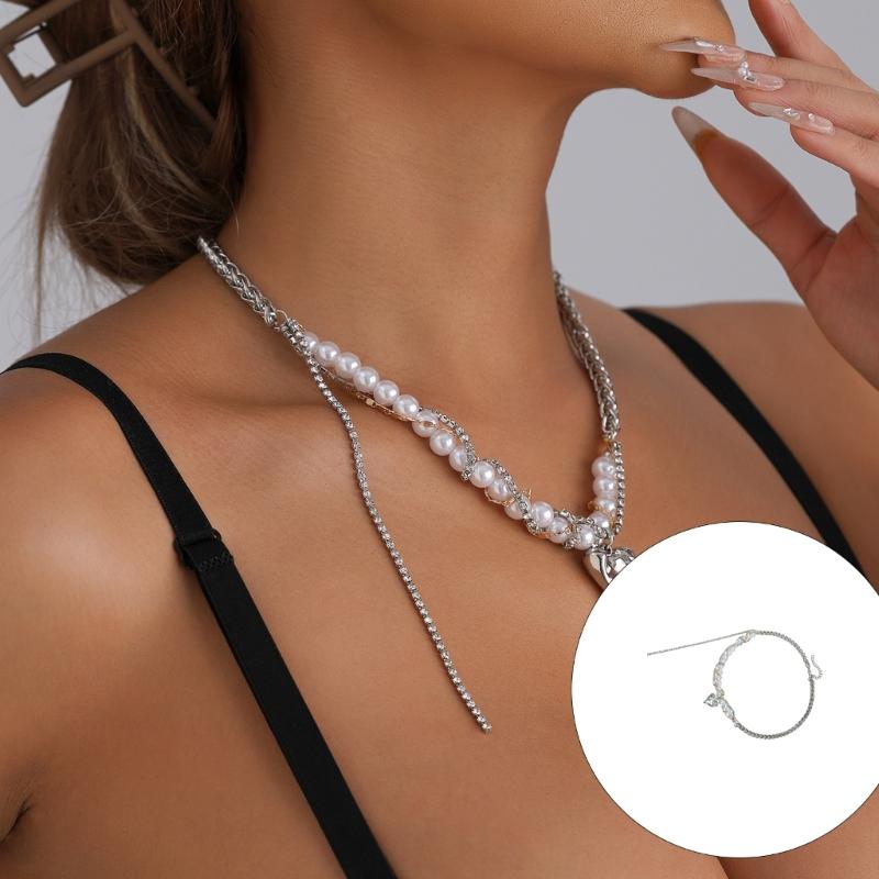 Stylish Pearls Accented Heart Shaped Necklace With Adjustable Length Jewelry For Daily Wear And Special Occasions