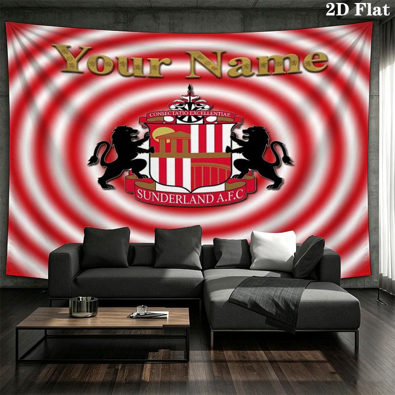 Sunderland A.F Custom Name Wall Tapestry Aesthetic Wall Hanging Printed Fabric Blanket Decorative Tapestries for Bedroom Living Room Home Decor