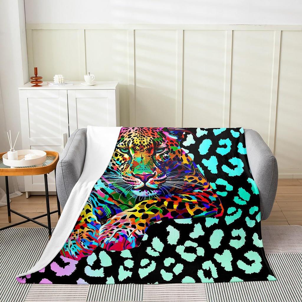 Farbe Leopardenmuster Digitaldruck Decke Damen Erwachsene Flanelldecke Wildleder-Muster Bett Sofa Decke