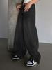 Women's European Size Black Floor-Length Wide-Leg Ripped Jeans