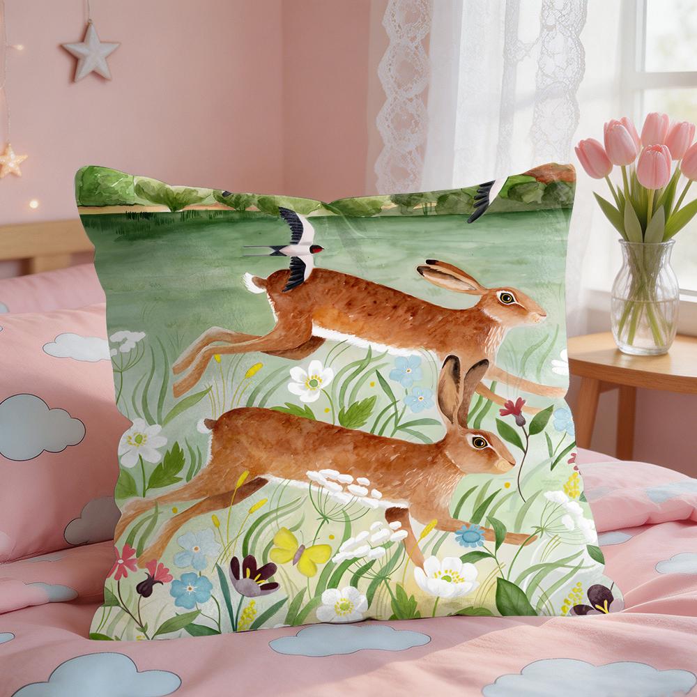 Cheetah Llama Leopard Jungle Cushion Cover Square Short Plush Pillow Case Living Room Sofa Home Decor Funda X