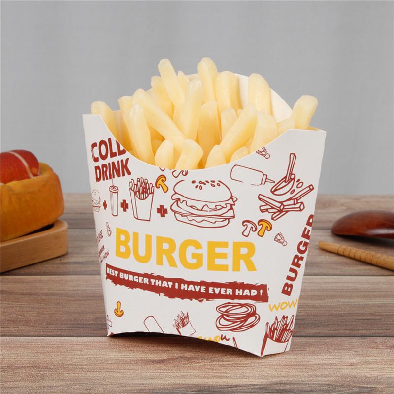 50 Stück Papier Pommes Schachtel Einweg Papier Charcuterie Becher Obstsalat Verpackungsbox DIY Pommes Halter Food Truck Paket