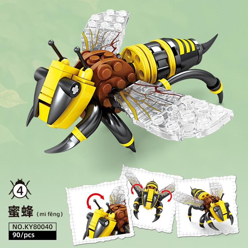 City Creativity Animal Insect Bees Dragonflies Ants Mantis Ladybugs Snails Model Building Blocks Bricks Toys For Gift