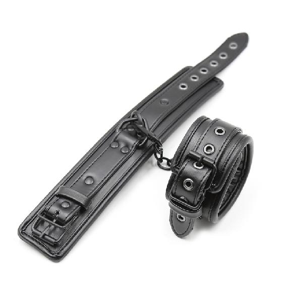 Exotic Sexy Suit Sex Toys for Adults Black Leather SM Bondage Set 3pcs Restraints Collars Ankle Cuff Handcuffs for Adult