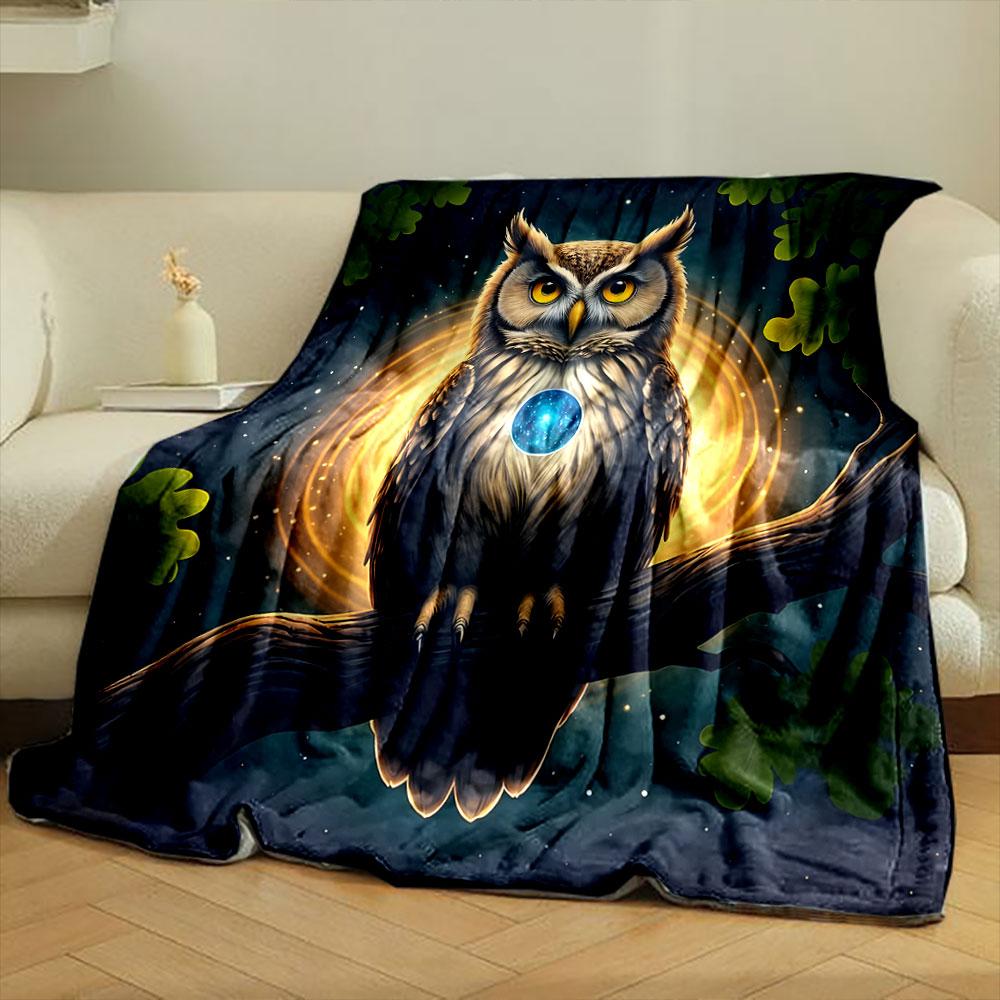 Mystical Owl with Cosmic Heart Print Blanket Soft and Cozy Perfect for the Living Room Bed Sofa or a Nap,gift
