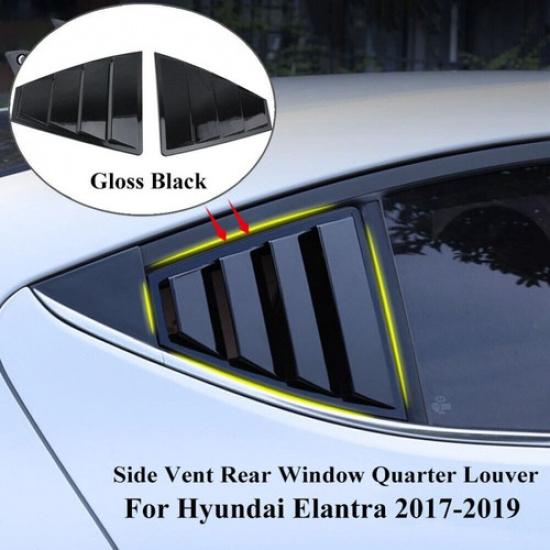Glossy Black Side Vent Window Scoop Louver Cover For Hyundai Elantra 2017-