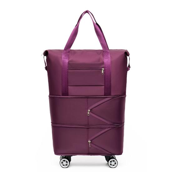 Travel Luggage Bag Trolley Bag with Wheels Waterproof Expandable Overnight Bag Portable Collapsible Weekender Bag for Travel Shopping Gym
