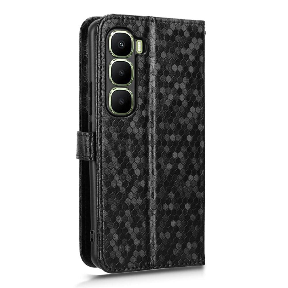 For Infinix Hot 60 Pro+ 4G Wallet Case Dot Pattern Imprint PU Leather Phone Cover with Wrist Strap