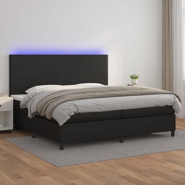 VidaXL Sommier à Lattes de Lit avec Matelas et LED, Lit Rembourré avec Tête de Lit, Lit Double, Lit Adulte de Chambre, 3135843