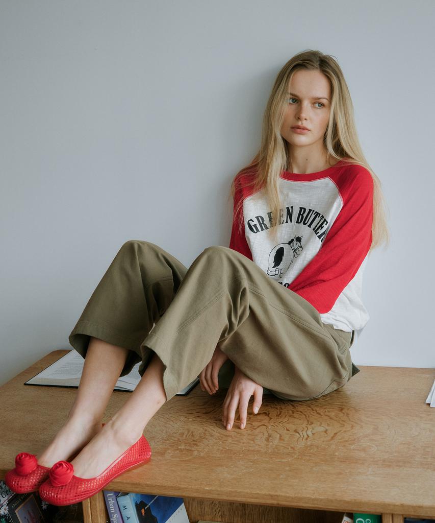GREENBUTTER Slub Raglan Tee (Red)