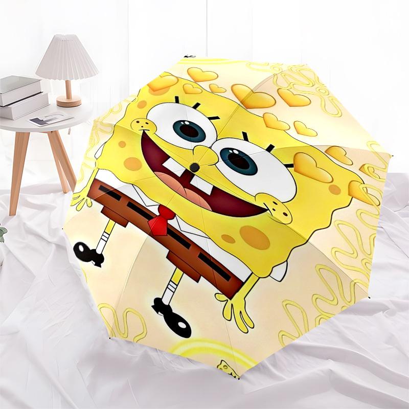 1pc SpongeBob SquarePantsOpen/Close Umbrella-Windproof, Compact Travel Umbrella, Sturdy 8-Rib Shaft, Outdoor Accessory, 1081