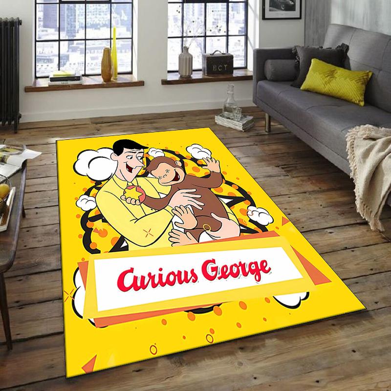 1pc Curious George (7) Design Area Rug - Non-Slip, Soft & Cozy Floor Mat for Living Room, Bedroom, Office - Indoor/Outdoor Decorative Carpet